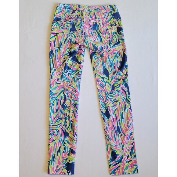 LILLY PULITZER Kelly Textured Skinny Ankle Pants Indigo Palm Reader sz 00 - Picture 2 of 9